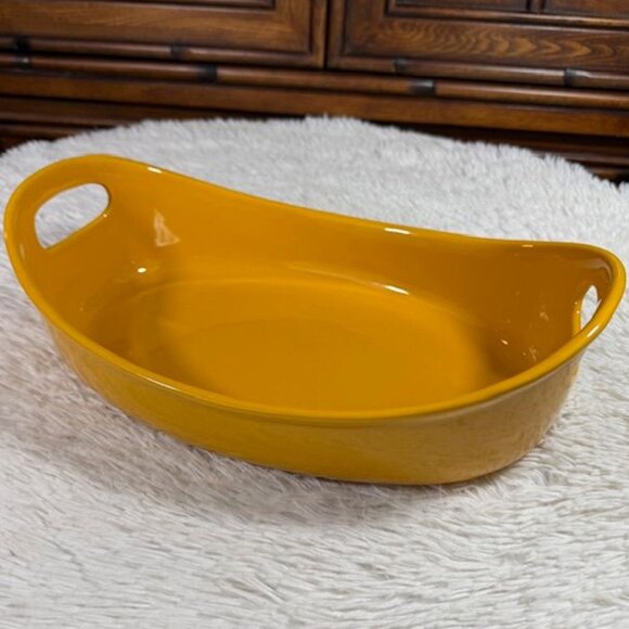 NWOT Rachael Ray Yellow 2qt Oval Handled Baking Dish - Picture 1 of 11